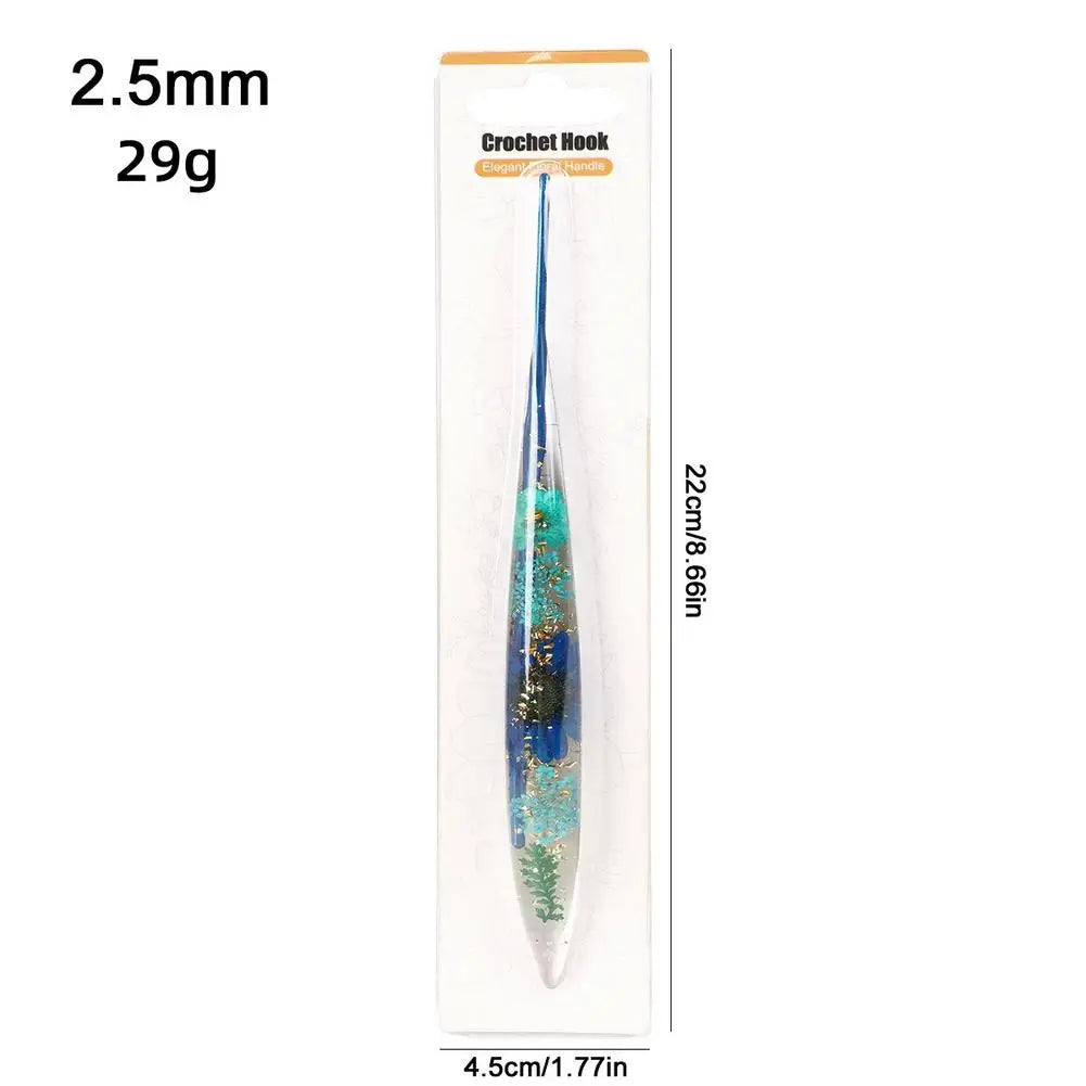 Crochet Hooks Ergonomic Crochet Needle with Floral Resin Grips Non-slip Knitting Tool Craft Supplies for Beginners Women Adults