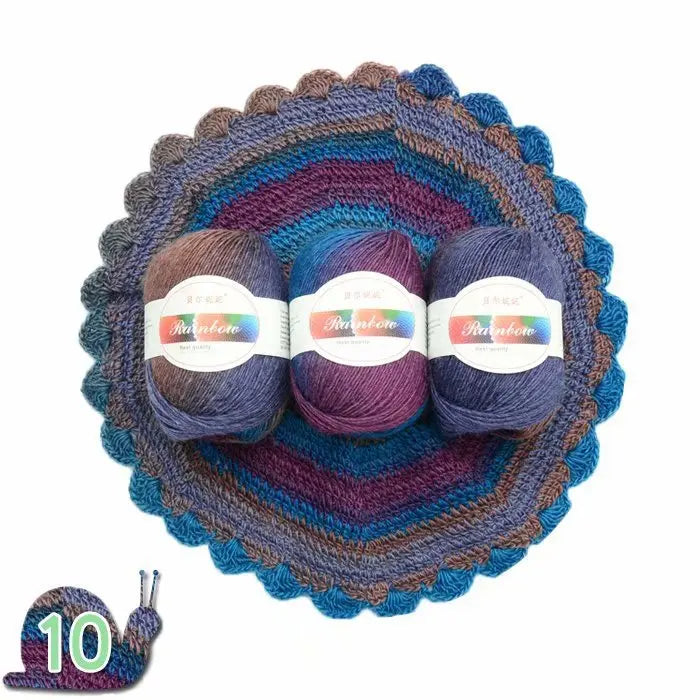 Dyed Rainbow Wool Yarn Gradient Medium Thick Needle Yarn DIY Hand Knitting Woven Hat Scarf Shawl Sweater 50g/pcs
