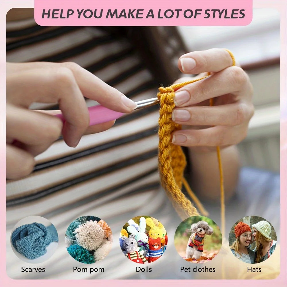 169 pieces/set ultimate crochet kit - suitable for beginners and experienced craftsmen, equipped with yarn and hooks, perfect for kids and adults