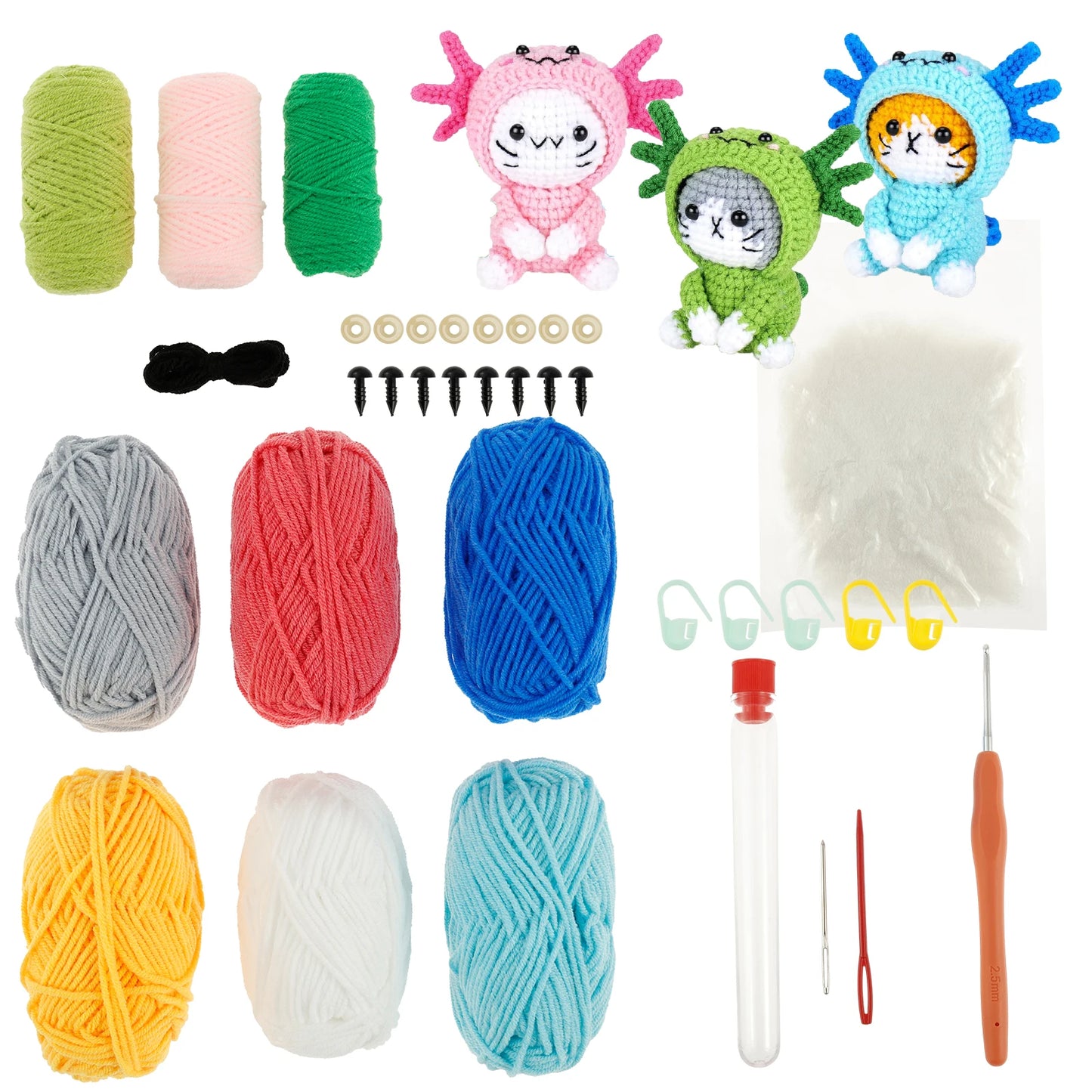 Crochet Kit for Beginners DIY Knitting Craft Kit Fun Cat Crochet Set with Accessories and Tutorial for Beginners Adults Kids