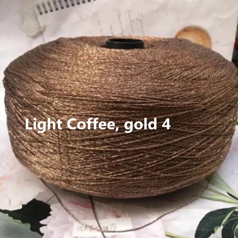 500g Fine Hollow Yarn Gold Silver Silk Bright Metallized Needle Thread Yarn DIY Handmade Accessories Colourful Crochet Wool Line