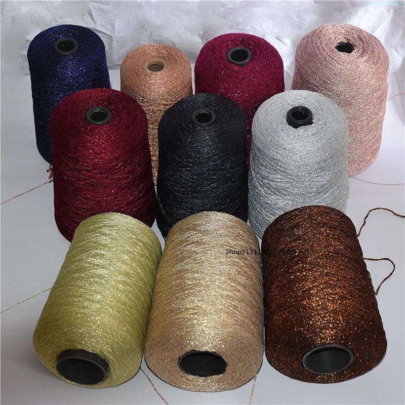 500g Fine Hollow Yarn Gold Silver Silk Bright Metallized Needle Thread Yarn DIY Handmade Accessories Colourful Crochet Wool Line