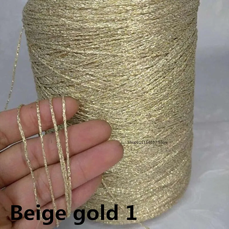 500g Fine Hollow Yarn Gold Silver Silk Bright Metallized Needle Thread Yarn DIY Handmade Accessories Colourful Crochet Wool Line