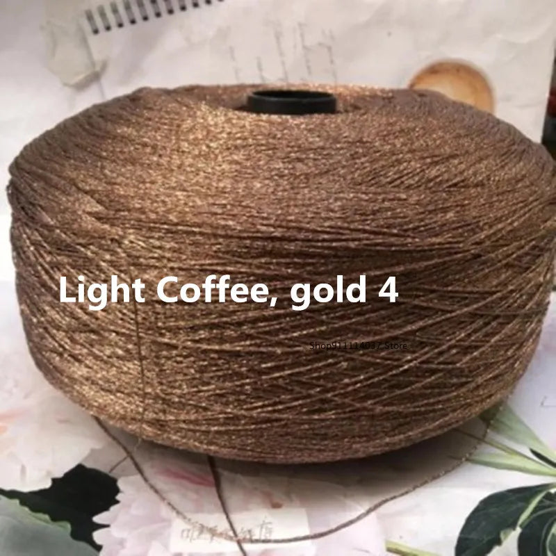 500g Fine Hollow Yarn Gold Silver Silk Bright Metallized Needle Thread Yarn DIY Handmade Accessories Colourful Crochet Wool Line