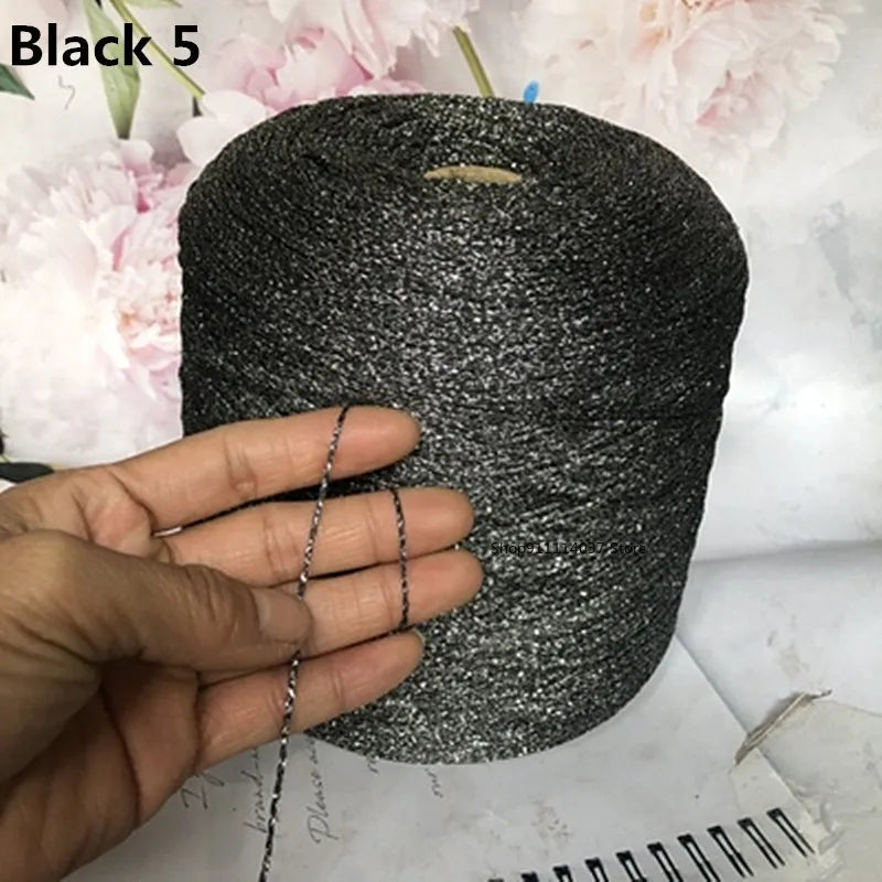 500g Fine Hollow Yarn Gold Silver Silk Bright Metallized Needle Thread Yarn DIY Handmade Accessories Colourful Crochet Wool Line