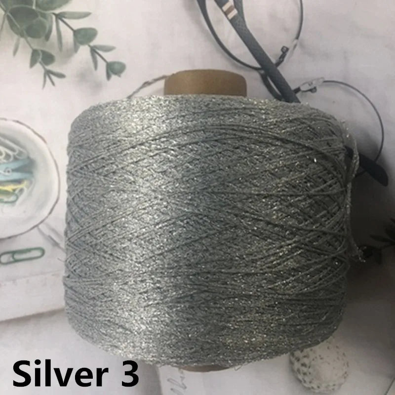 500g Fine Hollow Yarn Gold Silver Silk Bright Metallized Needle Thread Yarn DIY Handmade Accessories Colourful Crochet Wool Line