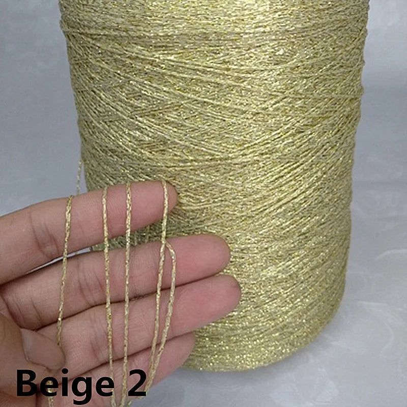 500g Fine Hollow Yarn Gold Silver Silk Bright Metallized Needle Thread Yarn DIY Handmade Accessories Colourful Crochet Wool Line