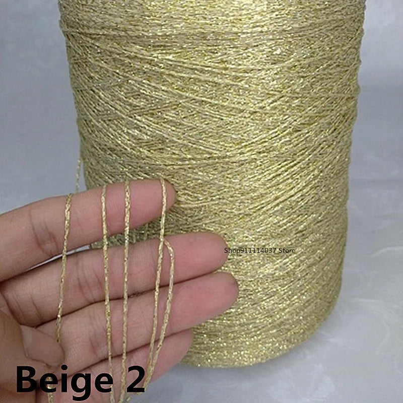500g Fine Hollow Yarn Gold Silver Silk Bright Metallized Needle Thread Yarn DIY Handmade Accessories Colourful Crochet Wool Line