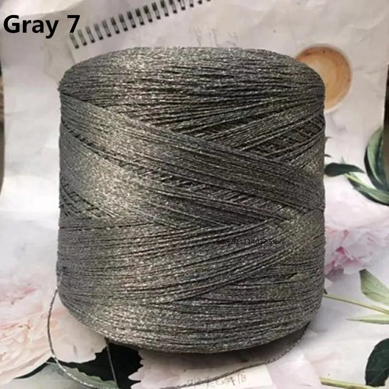 500g Fine Hollow Yarn Gold Silver Silk Bright Metallized Needle Thread Yarn DIY Handmade Accessories Colourful Crochet Wool Line