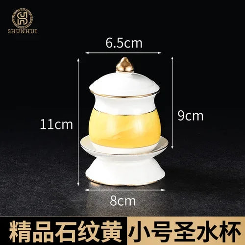 Incense burner for Buddha, household, indoor, ceramic, large incense burner, Buddhist utensils, holy water cup, incense burning