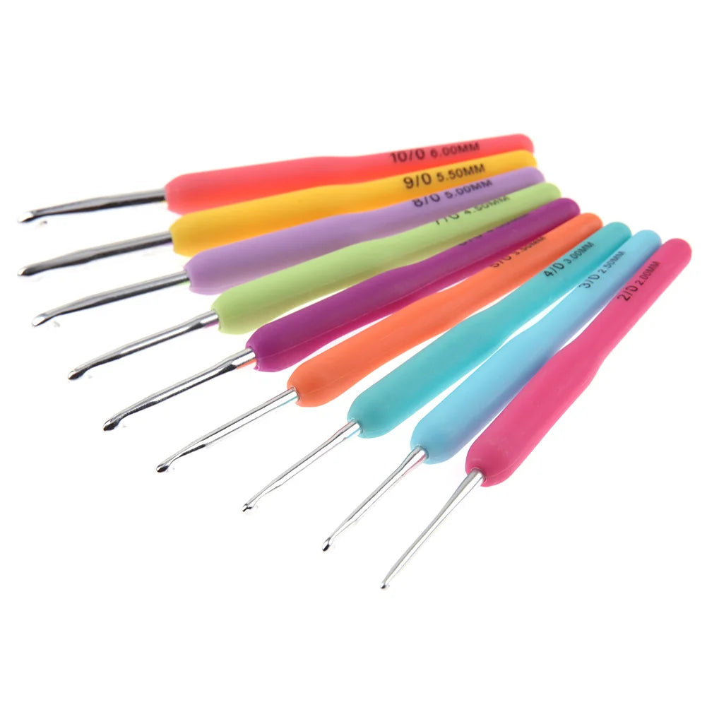 9/14/16PCS Crochet Hooks Kits with Storage Bag Soft Handle Crochet Needles Yarn Weave Knitting Needles Set DIY Weaving Tool