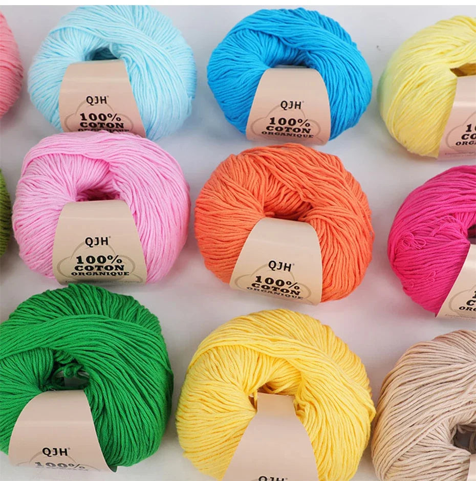 50g 100% Organic Cotton Yarn for Knitting Crocheting Crafts Hand Woven Sweater Yarn Cotton Yarn Threads Hand Knitted DIY Scarves