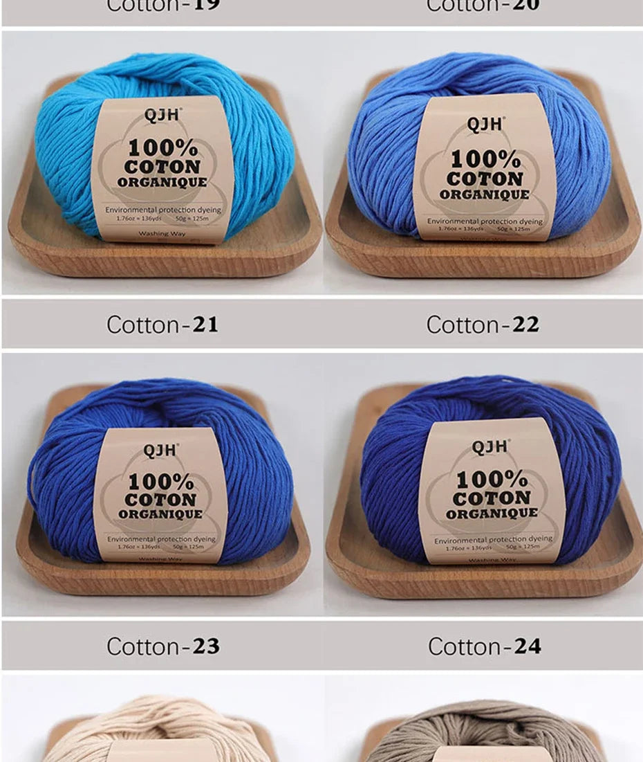50g 100% Organic Cotton Yarn for Knitting Crocheting Crafts Hand Woven Sweater Yarn Cotton Yarn Threads Hand Knitted DIY Scarves