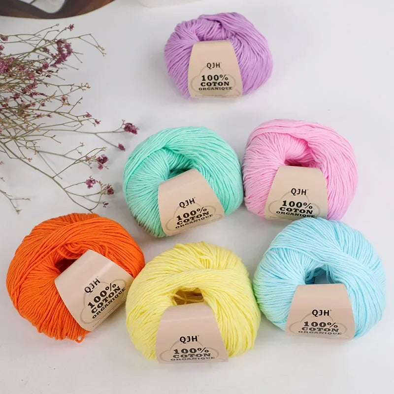 50g 100% Organic Cotton Yarn for Knitting Crocheting Crafts Hand Woven Sweater Yarn Cotton Yarn Threads Hand Knitted DIY Scarves
