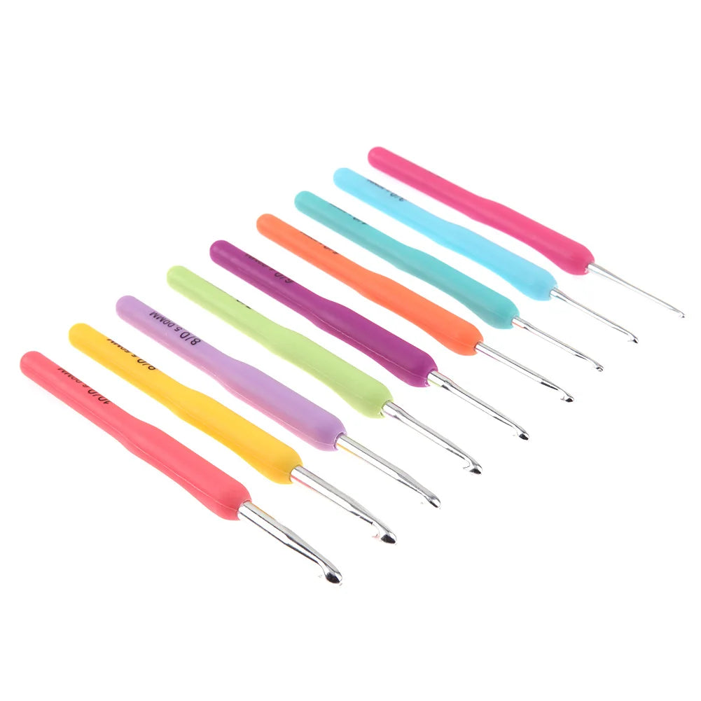 9/14/16PCS Crochet Hooks Kits with Storage Bag Soft Handle Crochet Needles Yarn Weave Knitting Needles Set DIY Weaving Tool