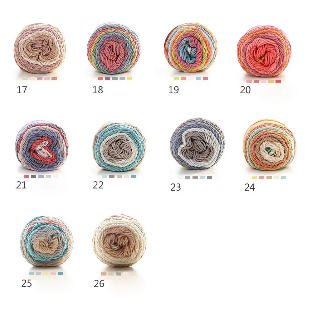 100grams Rainbow Color Hand-woven Cotton Yarn Soft Crochet Thick Yarn For Hand Knitting Warm Sweater Sofa Cushion Scarf DIY