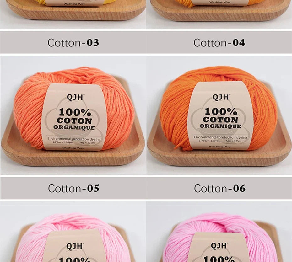 50g 100% Organic Cotton Yarn for Knitting Crocheting Crafts Hand Woven Sweater Yarn Cotton Yarn Threads Hand Knitted DIY Scarves
