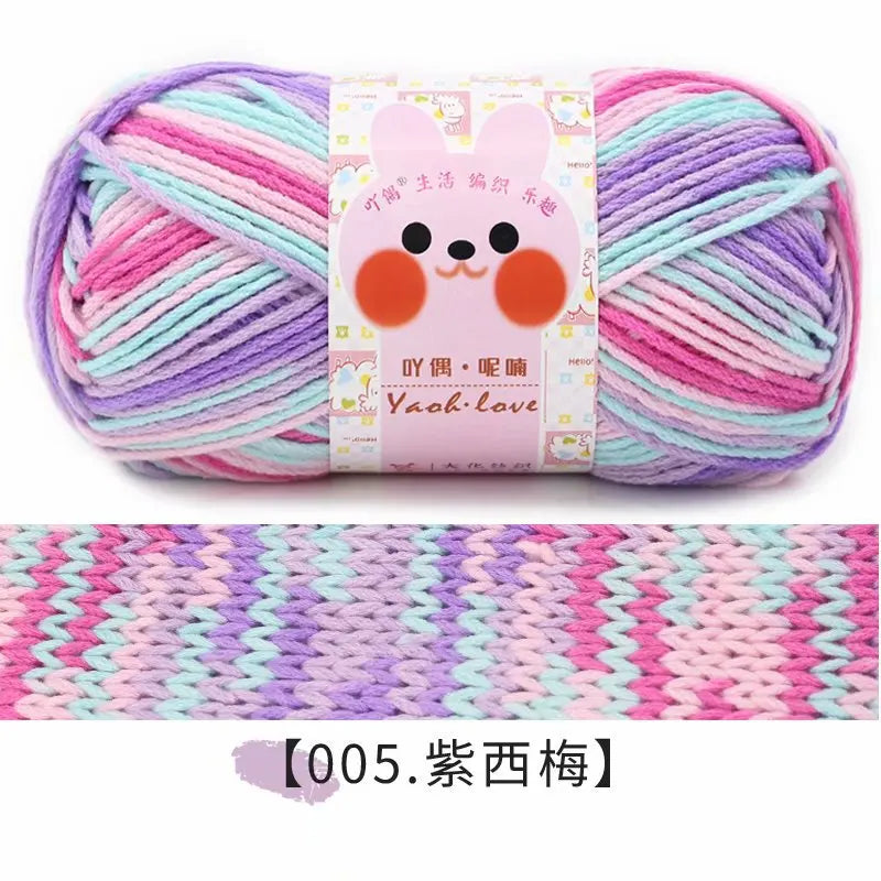 100g/Roll 170M Rainbow Cotton Yarn Segment Byeing 6 Strands Milk Cotton Yarn Threads Hand Knitted Baby DIY Scarves Socks Line