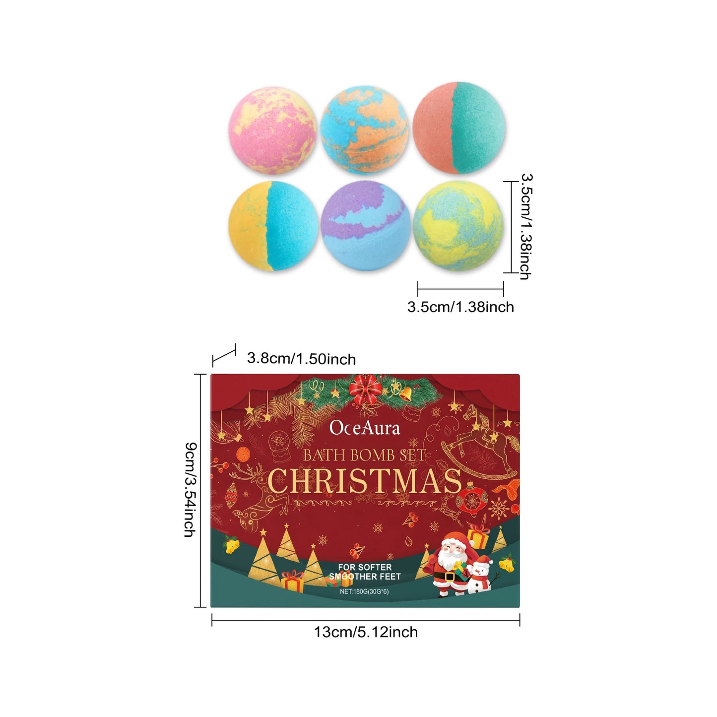 6/12/18pcs Bath Bombs for Kids With Surprise Bubble Bath Ball Anti Fatigue Relaxing Body Care Spa New Year Christmas Gift Set