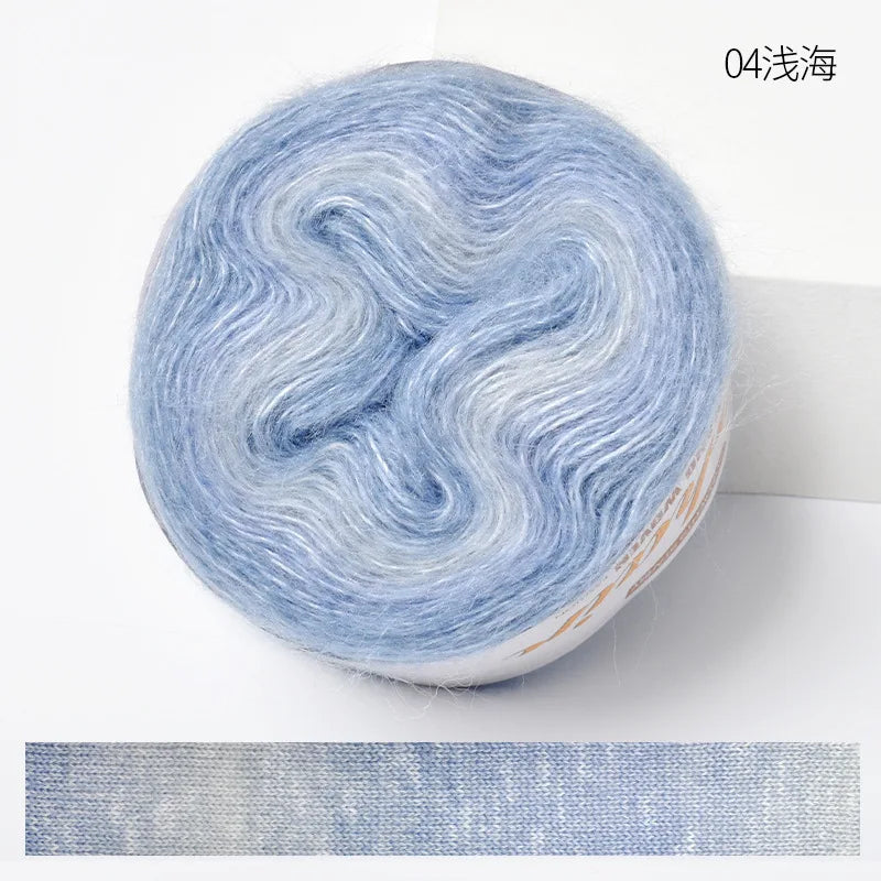 250M Rainbow Gradient Color Cake Yarn Organic Cotton Blend Yarn DIY Spring/Summer Crochet Skirt Lace Line Hand-Woven Soft Yarn