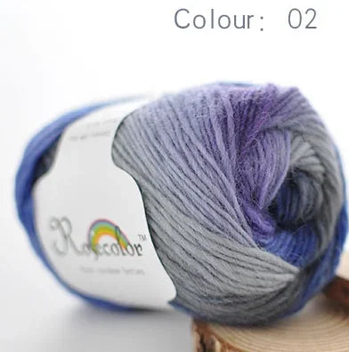 50g Rainbow 100% Pure Wool Yarn,Long Dyed Gradient Knitting Yarn,DIY Shawl Sweater Scarf Clothing Crochet Thread Hand Woven Gift
