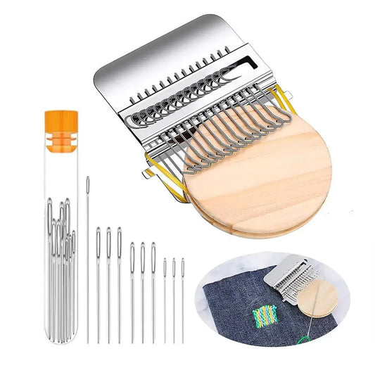 Crochet Mini Knitting Machine Small Loom Machine Tools DIY Textile Tool Darning Machine For Stitching Mending Clothes and Jeans