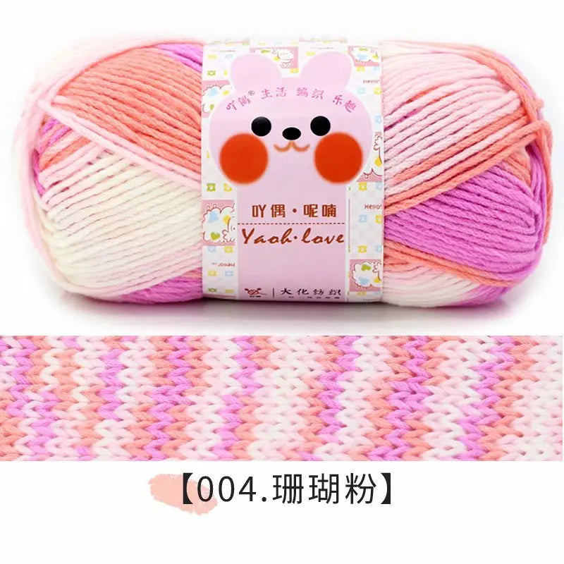 100g/Roll 170M Rainbow Cotton Yarn Segment Byeing 6 Strands Milk Cotton Yarn Threads Hand Knitted Baby DIY Scarves Socks Line