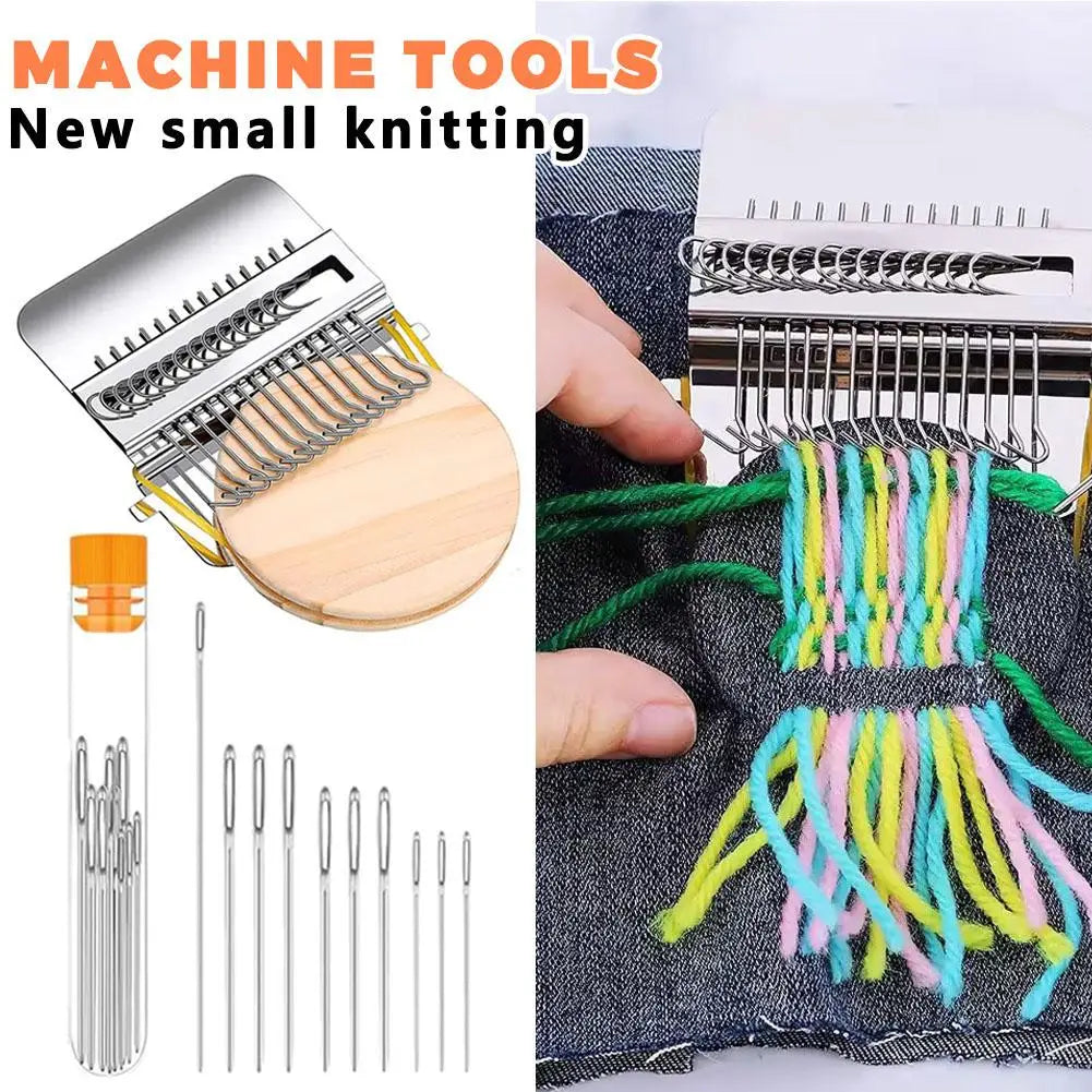 Crochet Mini Knitting Machine Small Loom Machine Tools DIY Textile Tool Darning Machine For Stitching Mending Clothes and Jeans