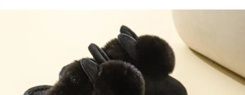 Comwarm Women's Warm Fuzzy Slippers Long Ears Couple Winter Thickened Plush Slippers Indoor Comfort Fluffy Slippers Cotton Shoes