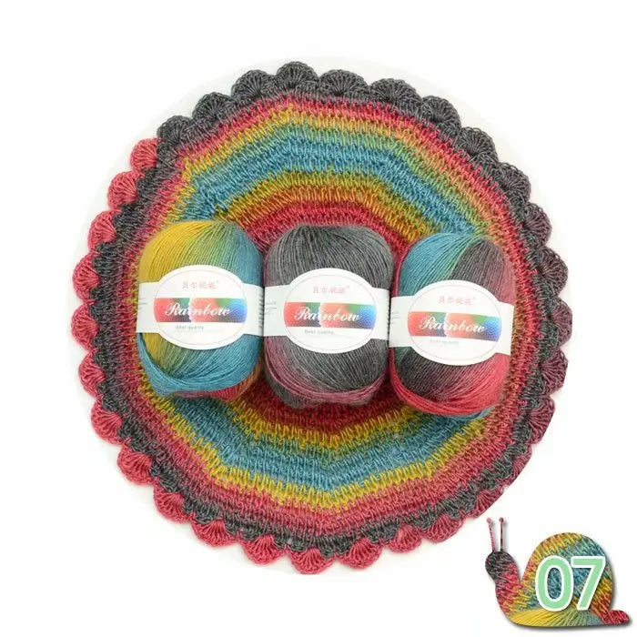 Dyed Rainbow Wool Yarn Gradient Medium Thick Needle Yarn DIY Hand Knitting Woven Hat Scarf Shawl Sweater 50g/pcs
