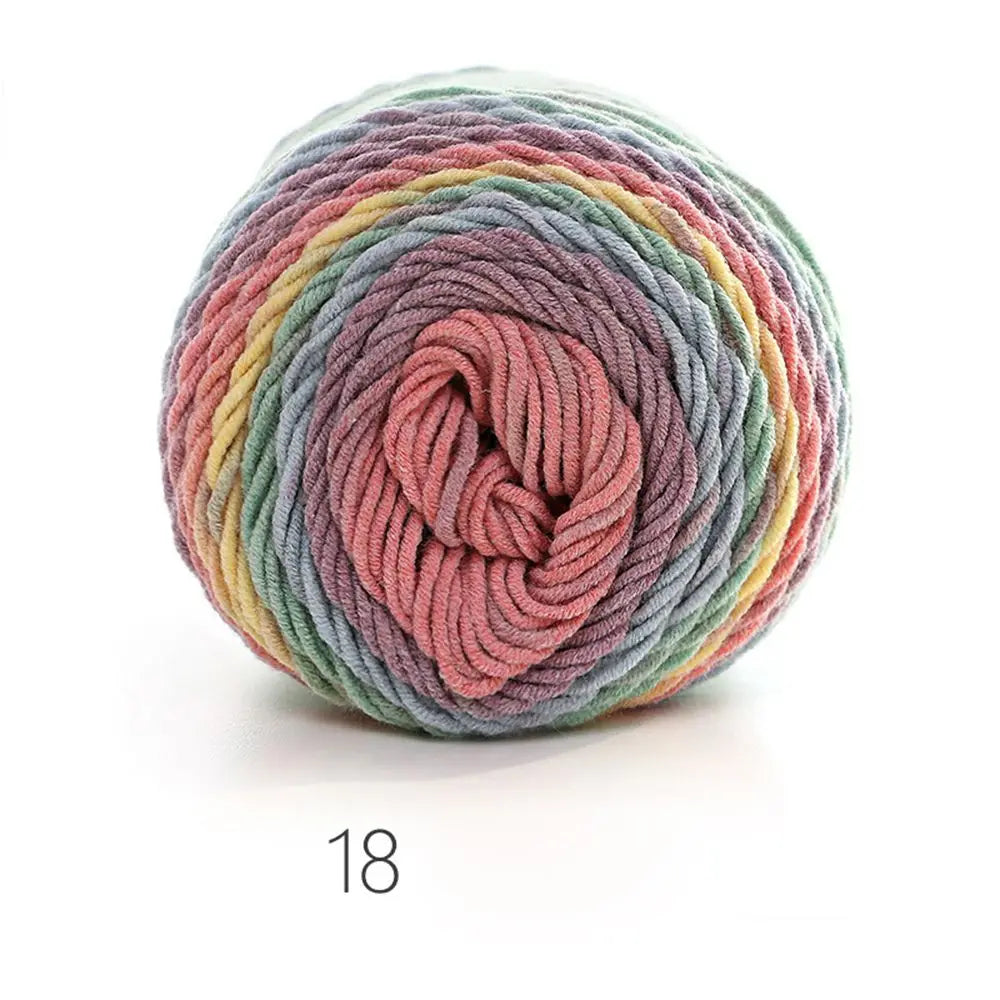 100grams Rainbow Color Hand-woven Cotton Yarn Soft Crochet Thick Yarn For Hand Knitting Warm Sweater Sofa Cushion Scarf DIY