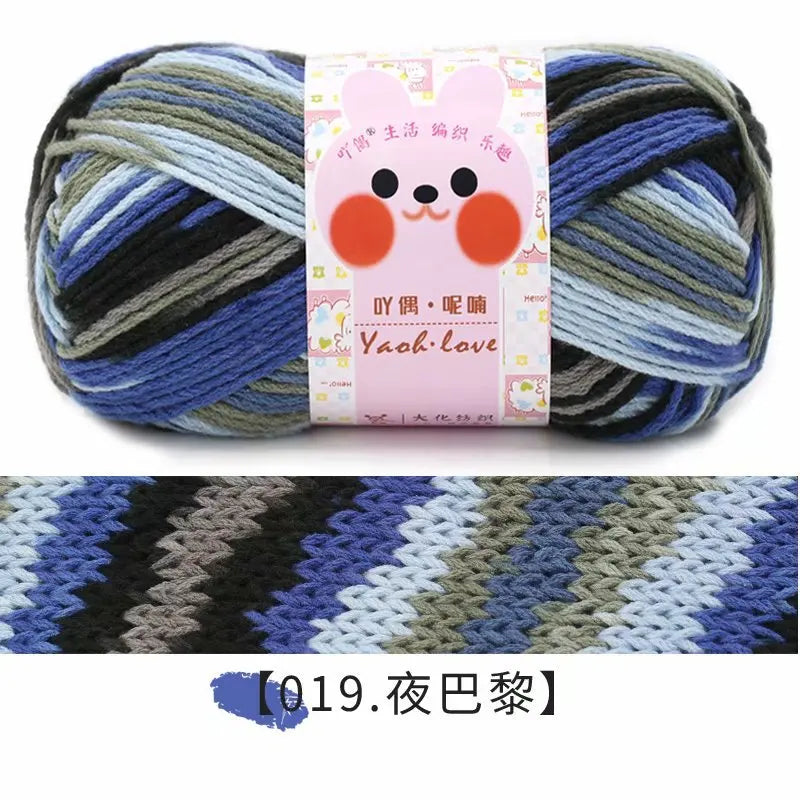 100g/Roll 170M Rainbow Cotton Yarn Segment Byeing 6 Strands Milk Cotton Yarn Threads Hand Knitted Baby DIY Scarves Socks Line
