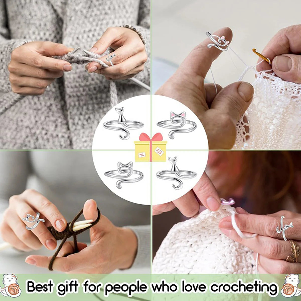 3Pcs/Set Crochet Hook with Thread Ring, Handmade Yarn Winding Tool, Personalized Ring, Comes with Storage Box
