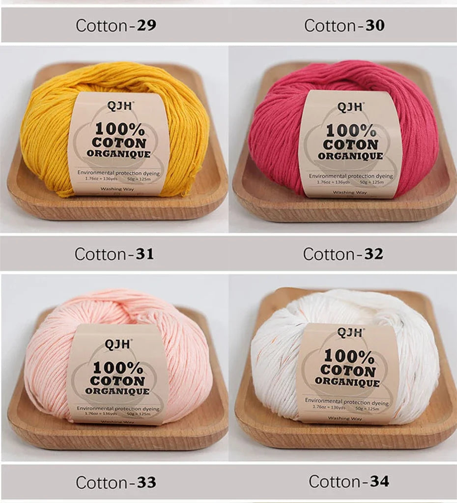 50g 100% Organic Cotton Yarn for Knitting Crocheting Crafts Hand Woven Sweater Yarn Cotton Yarn Threads Hand Knitted DIY Scarves