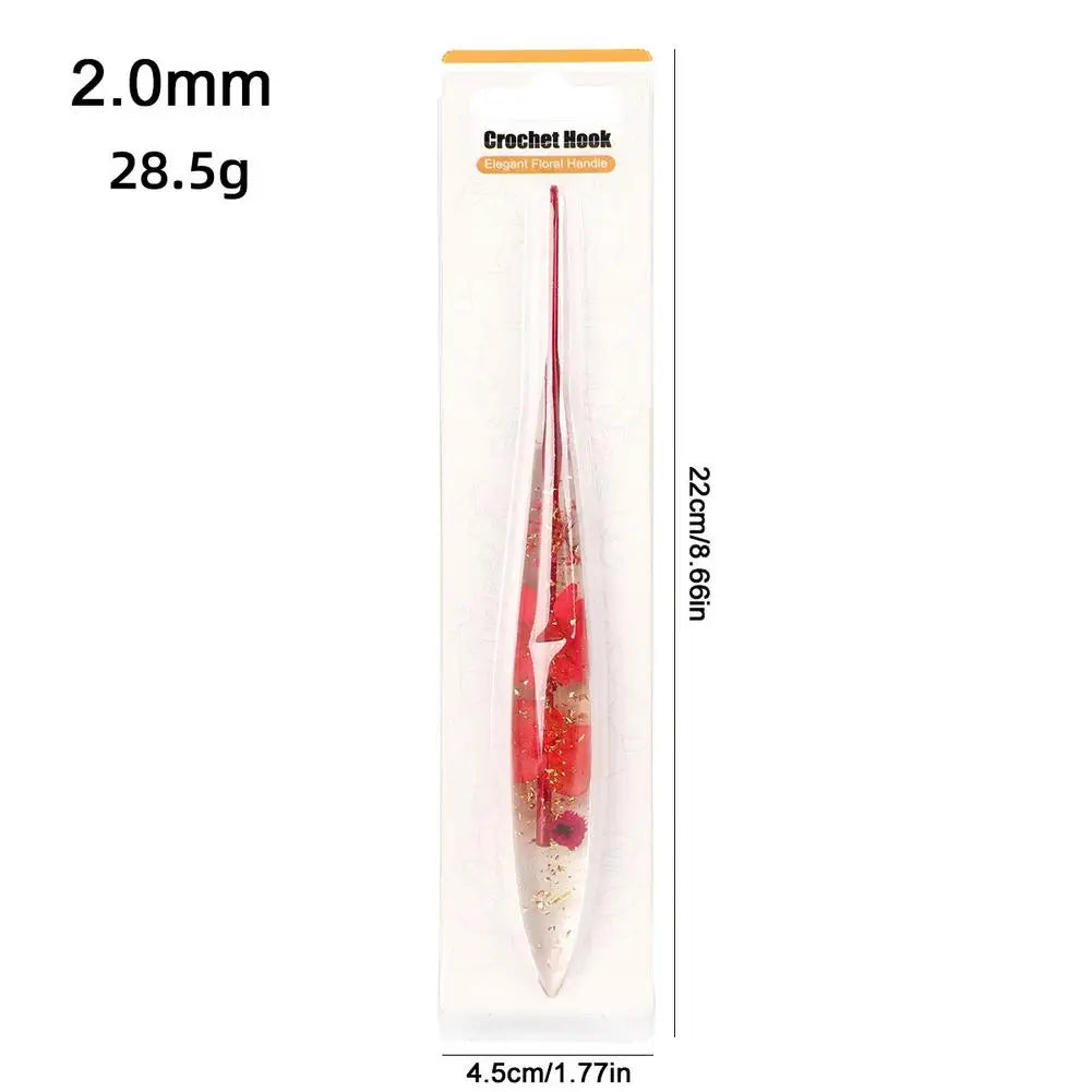 Crochet Hooks Ergonomic Crochet Needle with Floral Resin Grips Non-slip Knitting Tool Craft Supplies for Beginners Women Adults