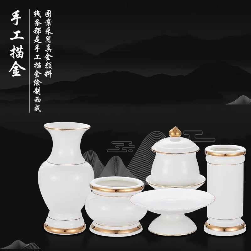 Incense burner for Buddha, household, indoor, ceramic, large incense burner, Buddhist utensils, holy water cup, incense burning