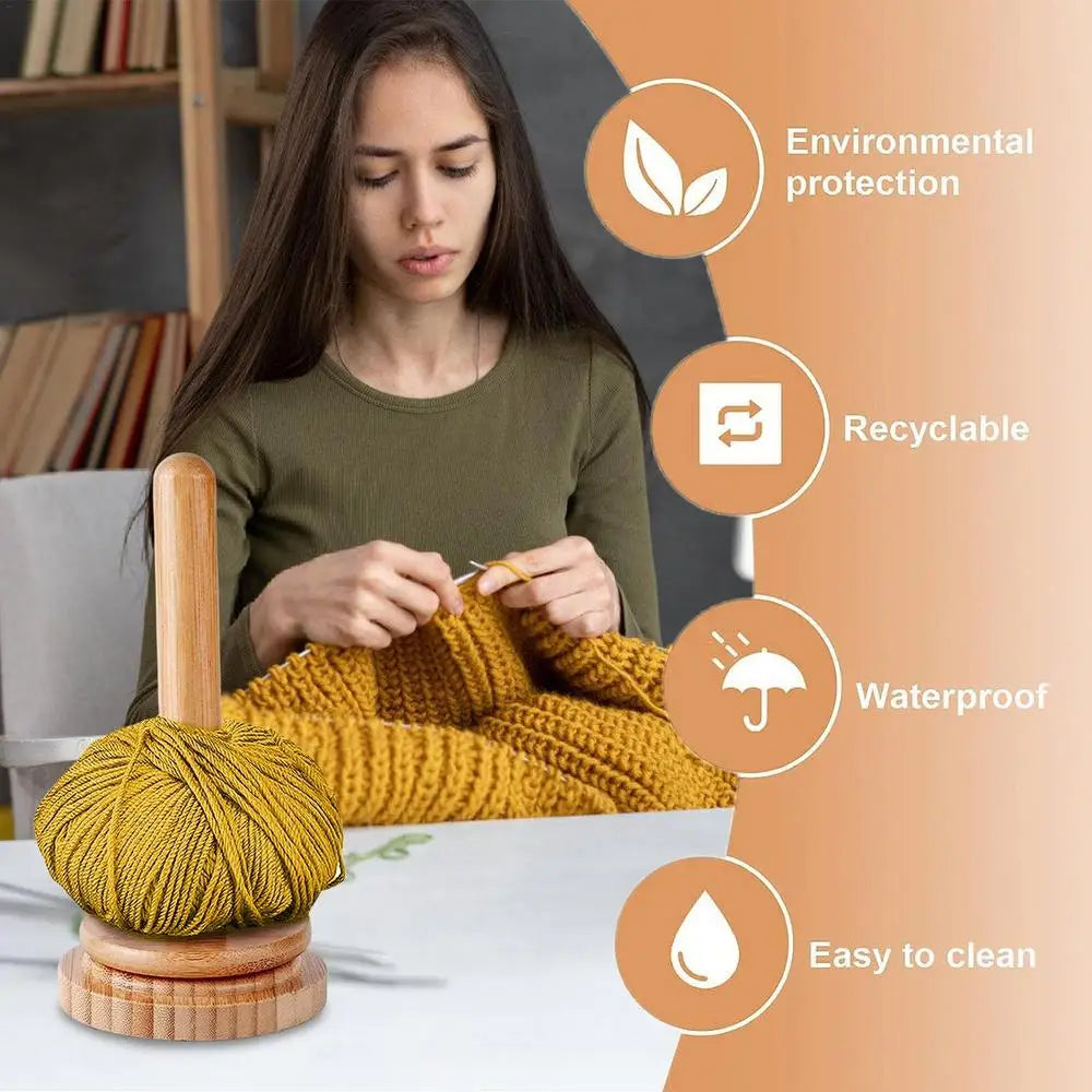 Yarn Holder Stand Wood Manual Yarn Winder Dispenser Rotating Yarn Ball Storage Knitting Accessories forCutting Sewing Crocheting