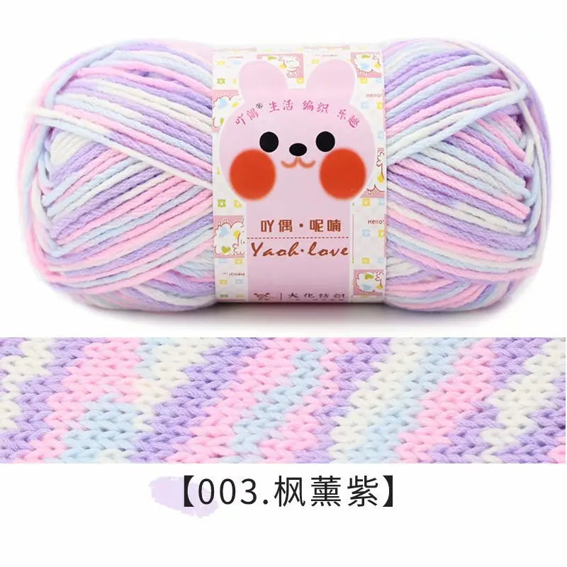 100g/Roll 170M Rainbow Cotton Yarn Segment Byeing 6 Strands Milk Cotton Yarn Threads Hand Knitted Baby DIY Scarves Socks Line