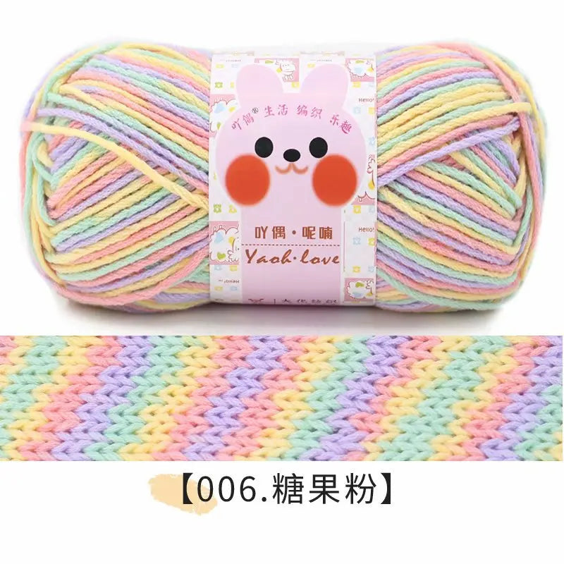 100g/Roll 170M Rainbow Cotton Yarn Segment Byeing 6 Strands Milk Cotton Yarn Threads Hand Knitted Baby DIY Scarves Socks Line