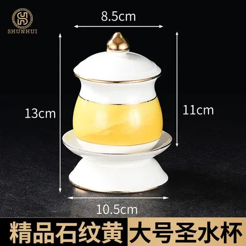 Incense burner for Buddha, household, indoor, ceramic, large incense burner, Buddhist utensils, holy water cup, incense burning