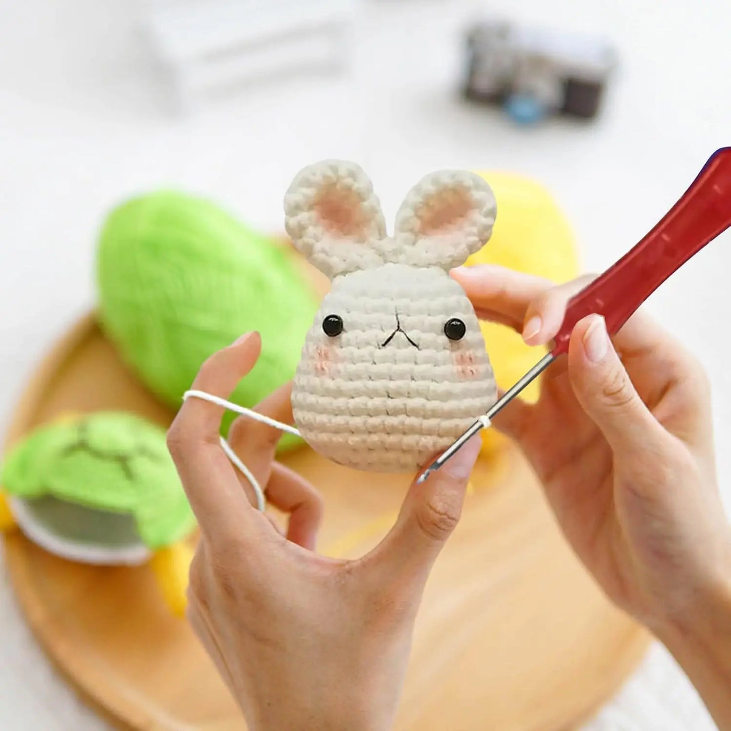 3 Crochet Kits - 3 Crochet Kits for Beginners/Experts - Bunny, Chick, Bee for adult beginners, includes enough yarn, crochet hook, needle, and stitch counters