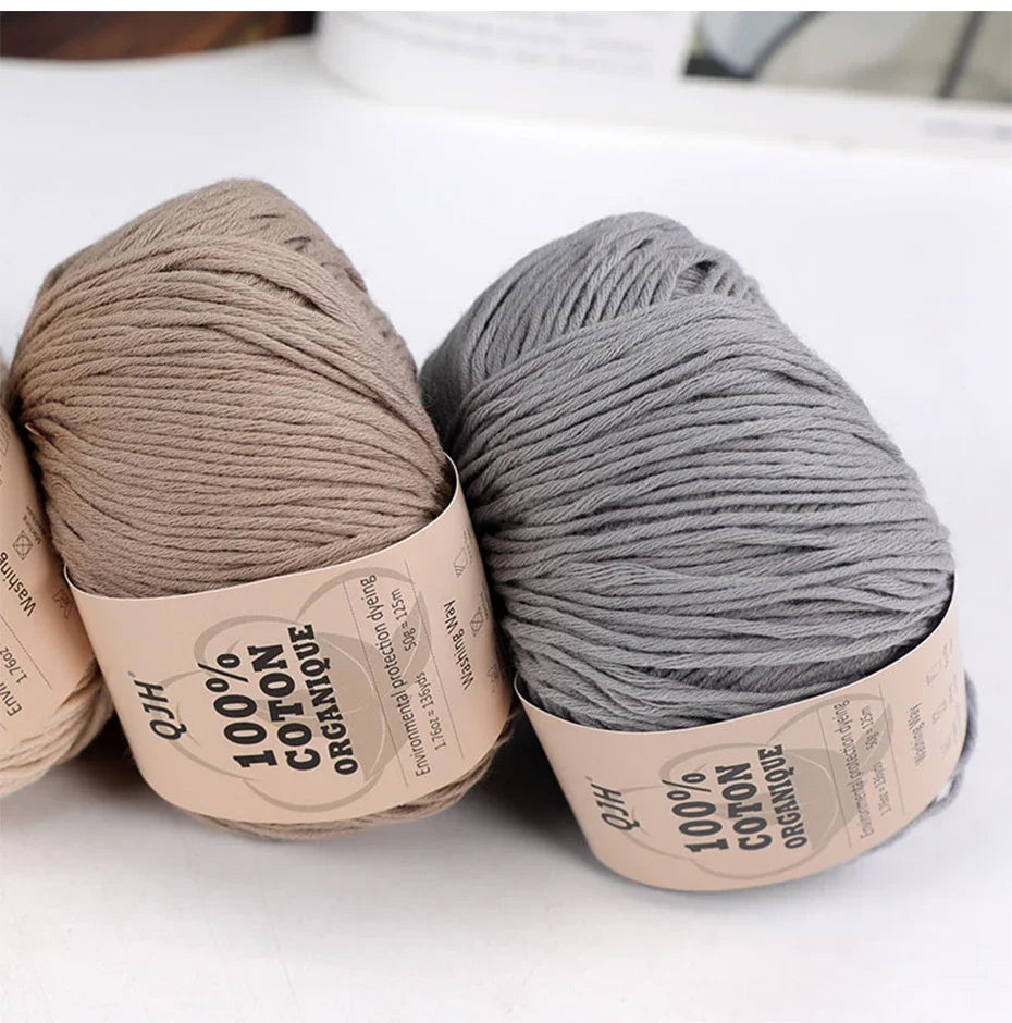 50g 100% Organic Cotton Yarn for Knitting Crocheting Crafts Hand Woven Sweater Yarn Cotton Yarn Threads Hand Knitted DIY Scarves