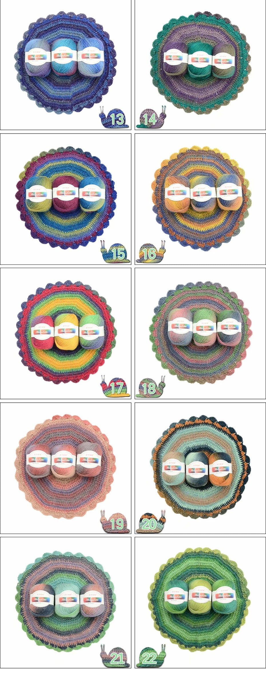 Dyed Rainbow Wool Yarn Gradient Medium Thick Needle Yarn DIY Hand Knitting Woven Hat Scarf Shawl Sweater 50g/pcs
