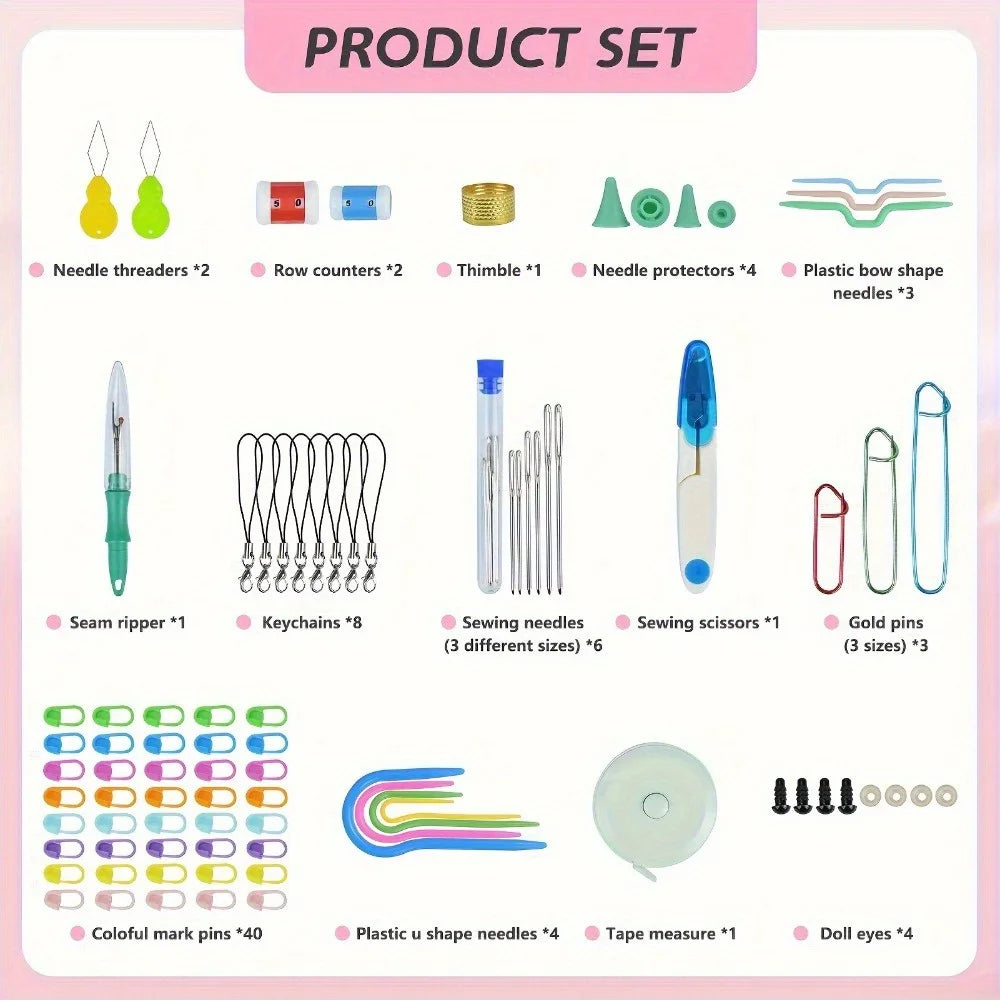 169 pieces/set ultimate crochet kit - suitable for beginners and experienced craftsmen, equipped with yarn and hooks, perfect for kids and adults