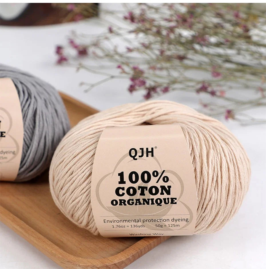50g 100% Organic Cotton Yarn for Knitting Crocheting Crafts Hand Woven Sweater Yarn Cotton Yarn Threads Hand Knitted DIY Scarves
