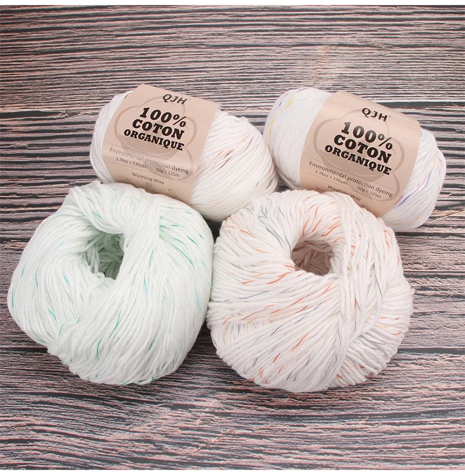 50g 100% Organic Cotton Yarn for Knitting Crocheting Crafts Hand Woven Sweater Yarn Cotton Yarn Threads Hand Knitted DIY Scarves