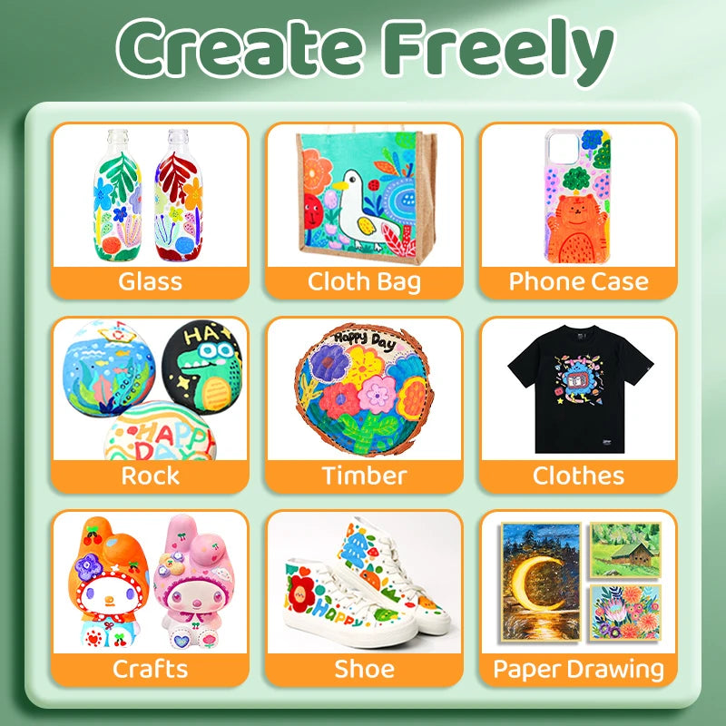 Acrylic Paint Set 12/18/24 Colors 5ml/0.17oz,Water-Proof Portable Art Rich Pigments for DlY Craft,Drawing,Painting,Canvas, Rock