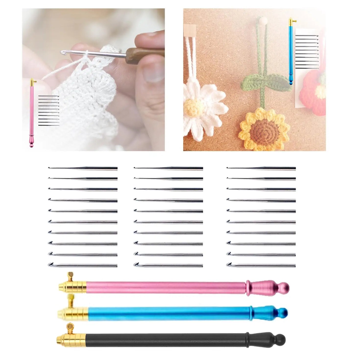 Crochet Hook Kit with Interchangeable Pins for Crafting Projects
