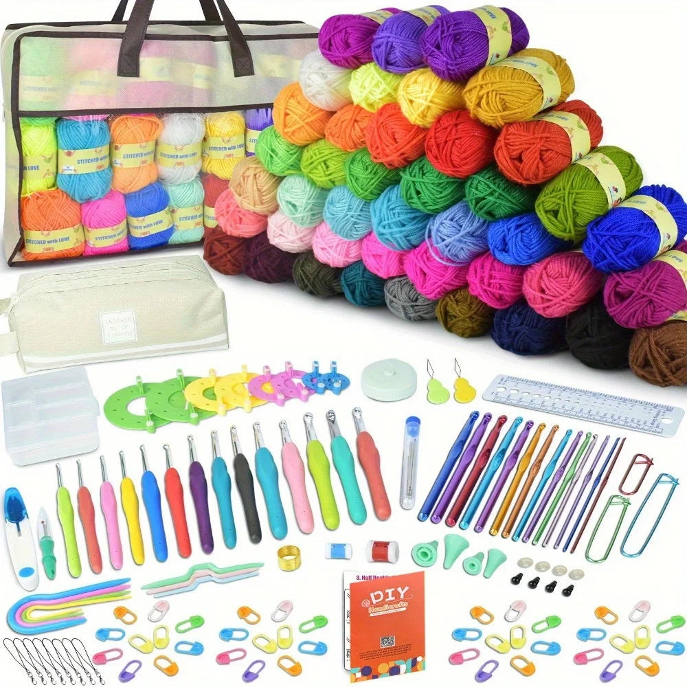 169 pieces/set ultimate crochet kit - suitable for beginners and experienced craftsmen, equipped with yarn and hooks, perfect for kids and adults