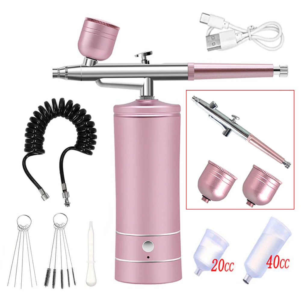 Airbrush Nail Art Painting Kit with Compressor Mini Airbrush for Nail Art Cake Painting Portable Hand Sprayer Gun Airbrush Nail